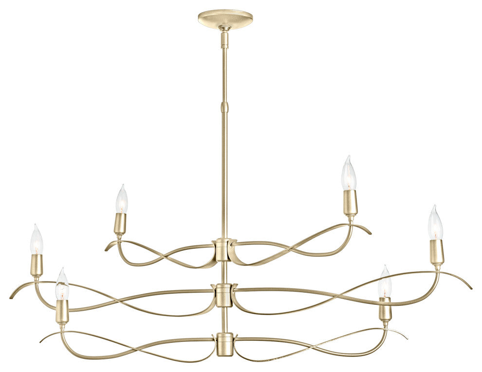 Willow 6-Light Small Chandelier, Modern Brass Finish, Standard Overall Height