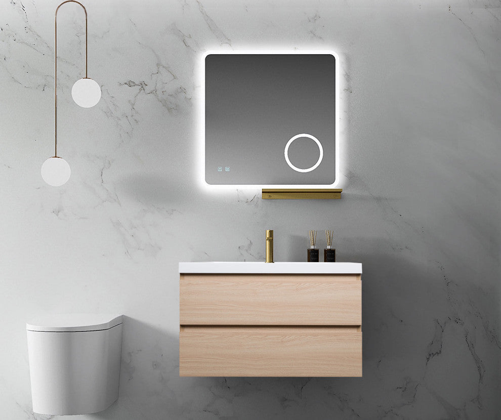 ConceptBaths 36" Angela Wall-Mount Bath Vanity, White Oak