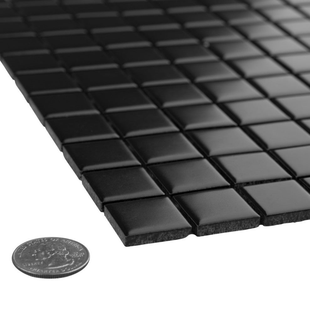 Metro 1" Square Matte Black Porcelain Floor and Wall Tile