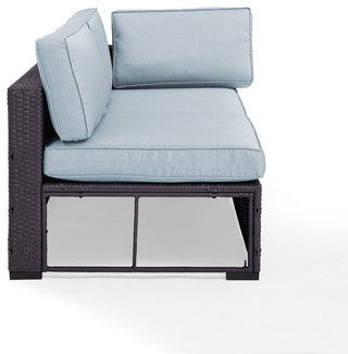 Biscayne Loveseat With Interchangeable Arm and Mist Cushions, Cushions: Mist