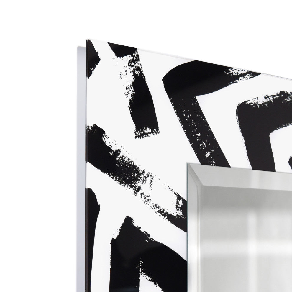 "Intertwined" Rectangular Beveled Leaner Mirror on Tempered Art Glass, 72" X 36"