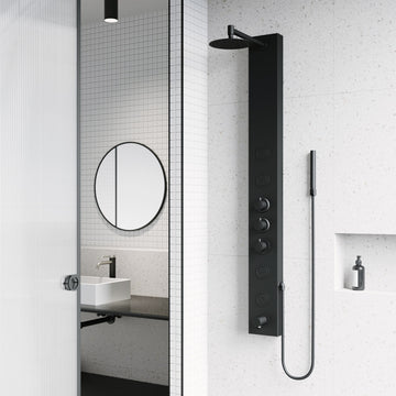 Vigo VG08022 Bowery 59" H 4-Jet Thermostatic Shower Panel - Matte Black
