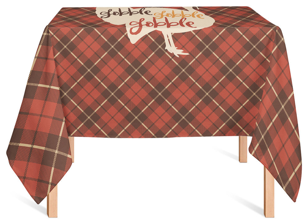Gobble Gobble Plaid Turkey Tablecloth
