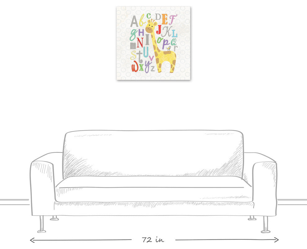 Alphabet Giraffe 24x24 Canvas Wall Art