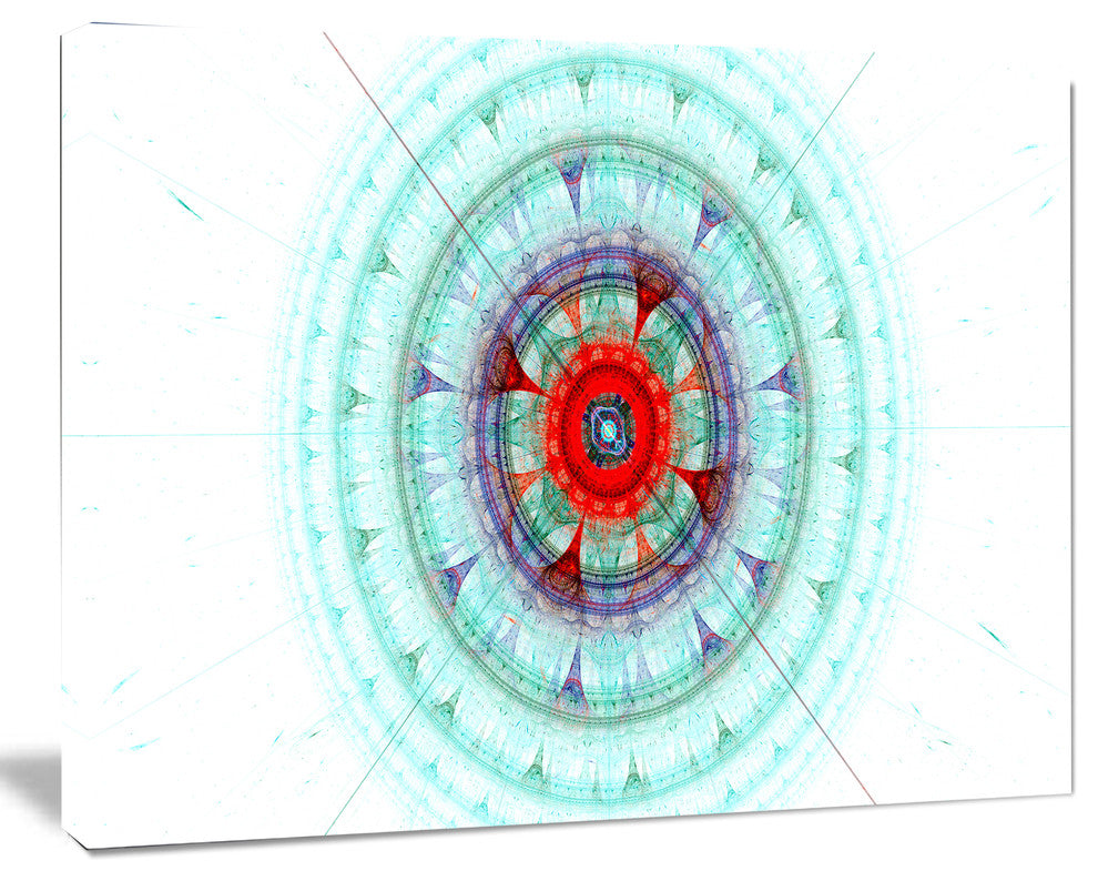 Light Blue Fractal Sphere, Oversized Abstract Canvas Art Print, 60x40