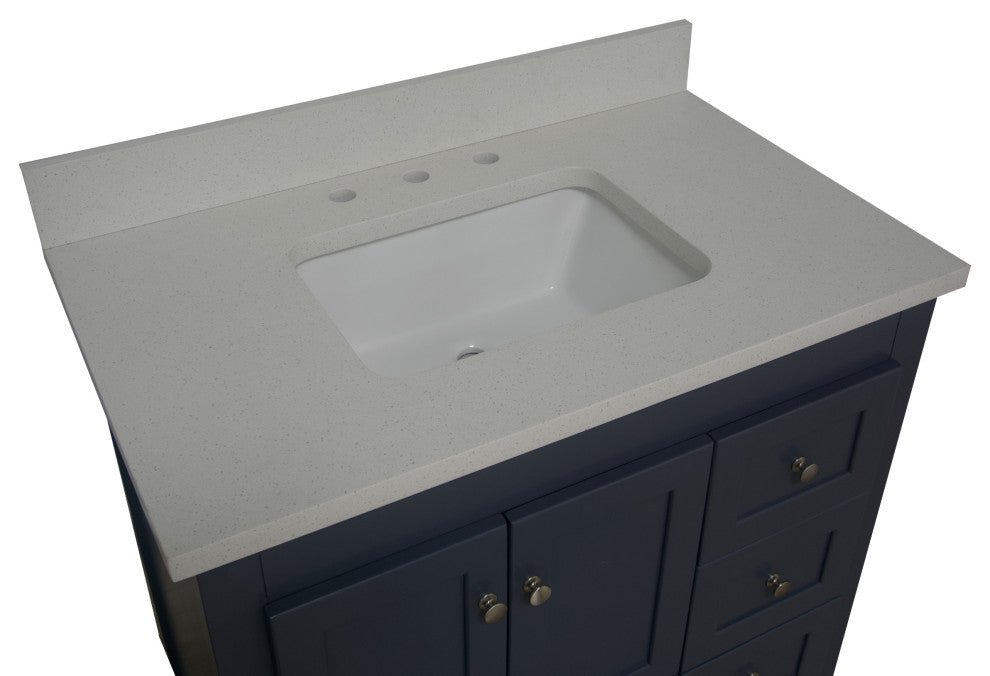 Abbey 36" Bathroom Vanity, Marine Gray, Quartz