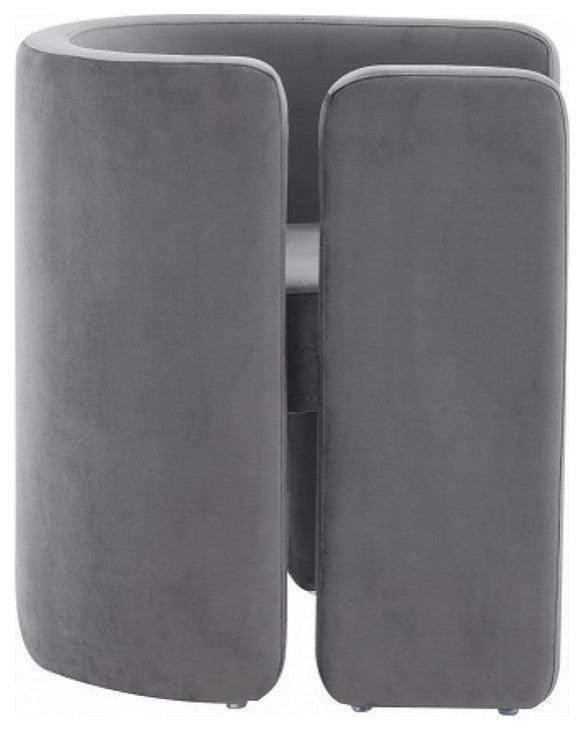24" Grey Velvet Asymmetrical Base Arm Chair