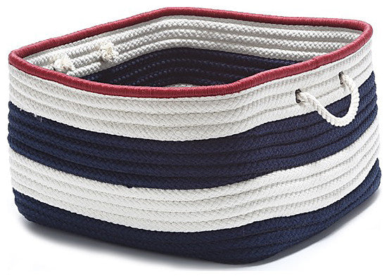 Colonial Mills Basket Nautical Stripe Basket Navy and Red Square