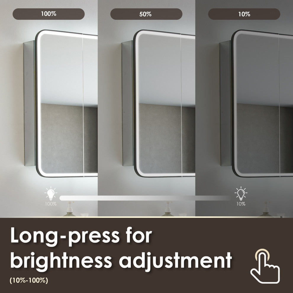 Ostaria Surface-Mount/Reccessed LED Lighted Bathroom Medicine Cabinet, 24"