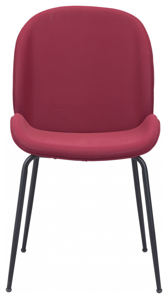 Set of Two Contempo Red Velvet Dining Chairs
