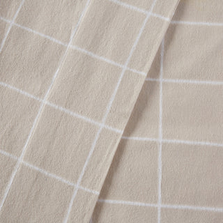 Beautyrest Oversized Flannel 4 Piece Sheet Set, Beige Windowpane