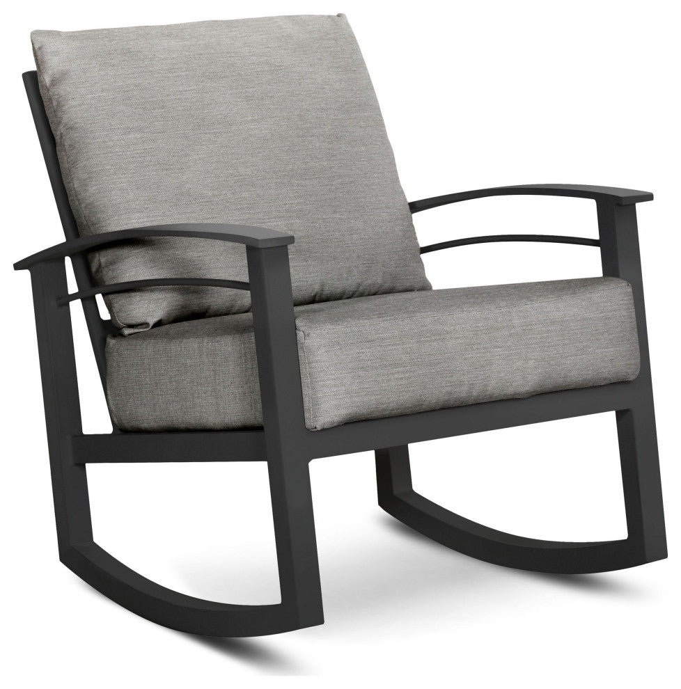 Stanford Cushion Rocking Lounge Chair, Textured Pewter
