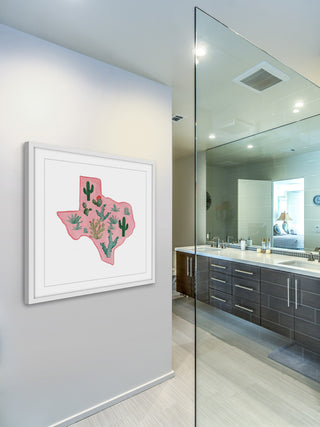 "Pink Texas" Framed Painting Print, 12x12