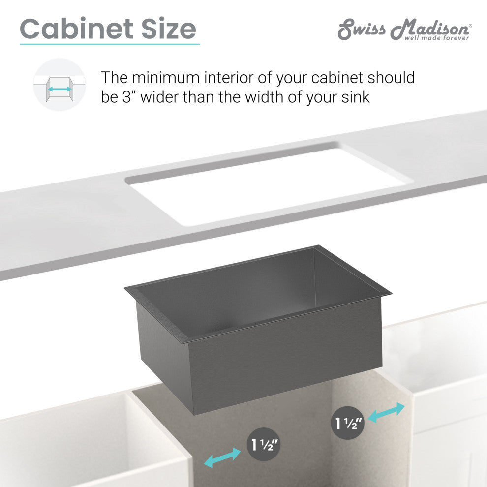 Plaisir 27"x19" Stainless Steel, Undermount Kitchen Sink, Black