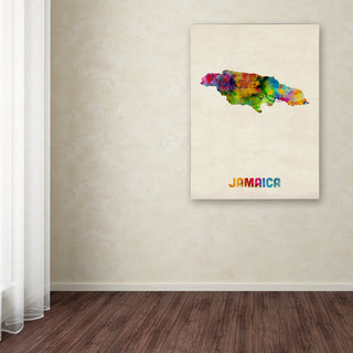 'Jamaica Watercolor Map' Canvas Art by Michael Tompsett
