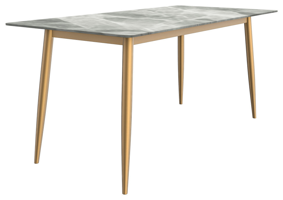 Zayle Dining Table with Rectangular Tabletop in Steel, Light Grey, 71" Wide