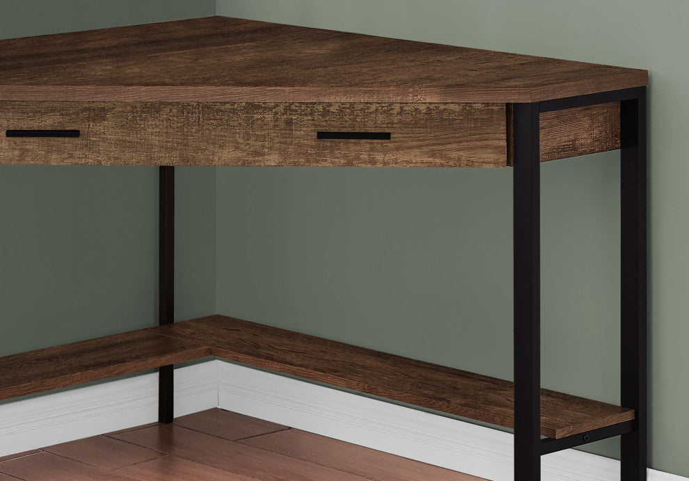 Computer Desk, Storage Drawers, 42"L, Work, Laptop, Metal, Brown, Black