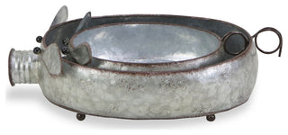 Galvanized Metal Piglet Planters, Set of 2