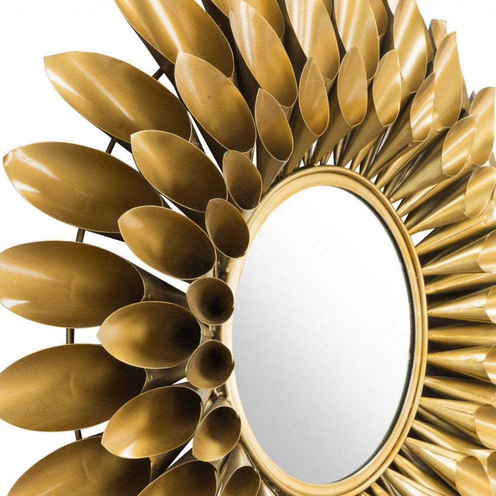 Gold Sunflower Round Mirror