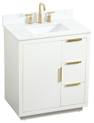 30" Single Bathroom Vanity, White, With Backsplash