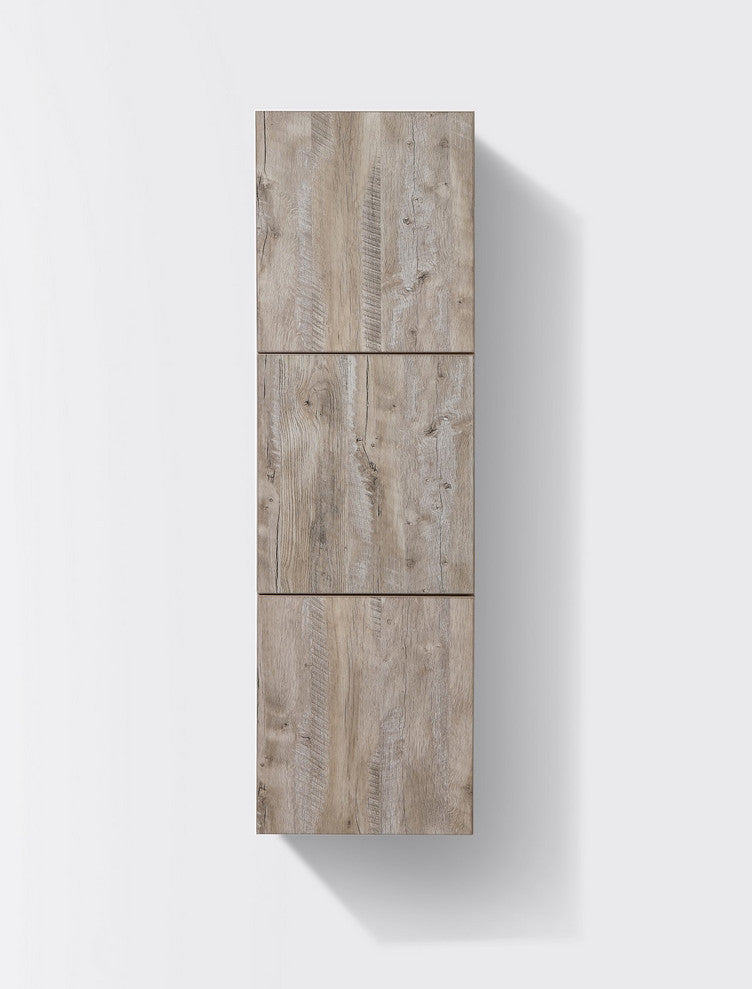 Bliss 18"W x 59"H Linen Side Cabinet, 3 Doors, Gray Oak Finish, Nature Wood