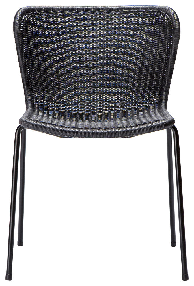 C603 Rattan Dining Chair, Black Frame, Charcoal Seat