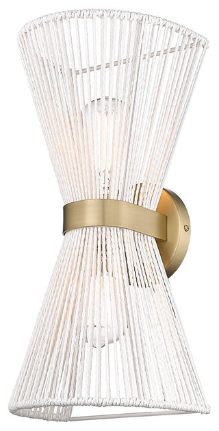 Avon 2-Light Wall Sconce, Brushed Champagne Bronze With Bleached White Raphia Rope Shade
