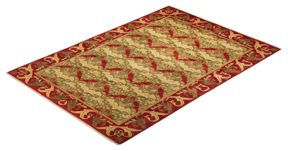 Arts and Crafts, One-of-a-Kind Hand-Knotted Area Rug Red, 5'10"x8'8"