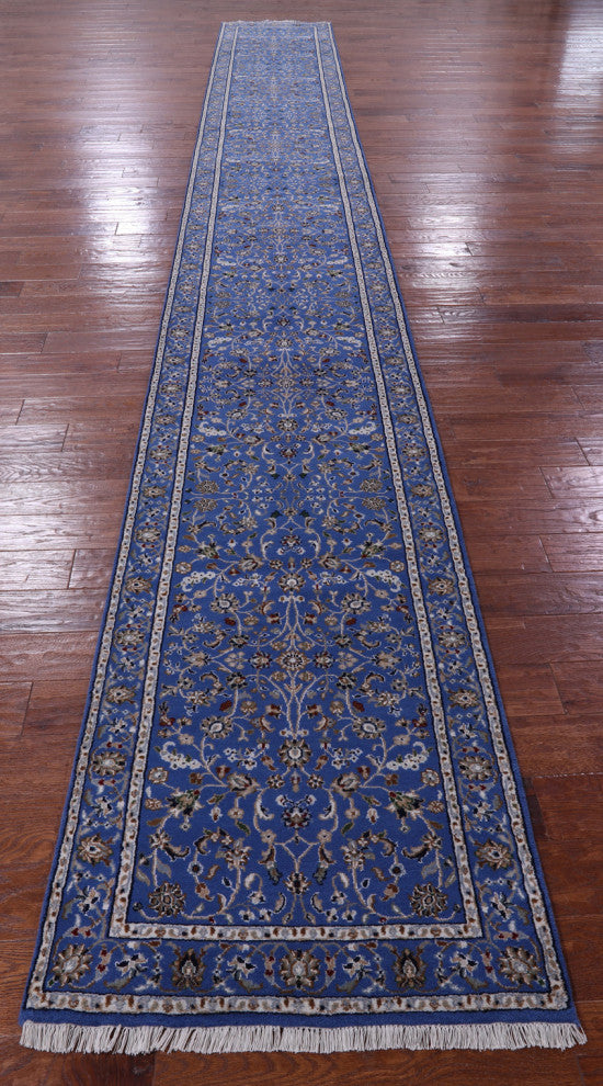 2' 7" X 21' 10" Runner Persian Nain Handmade Wool & Silk Rug - Q14884