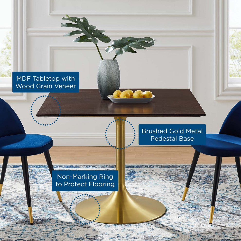 Tulip 40" Square Wood Dining Table-Gold Cherry Walnut