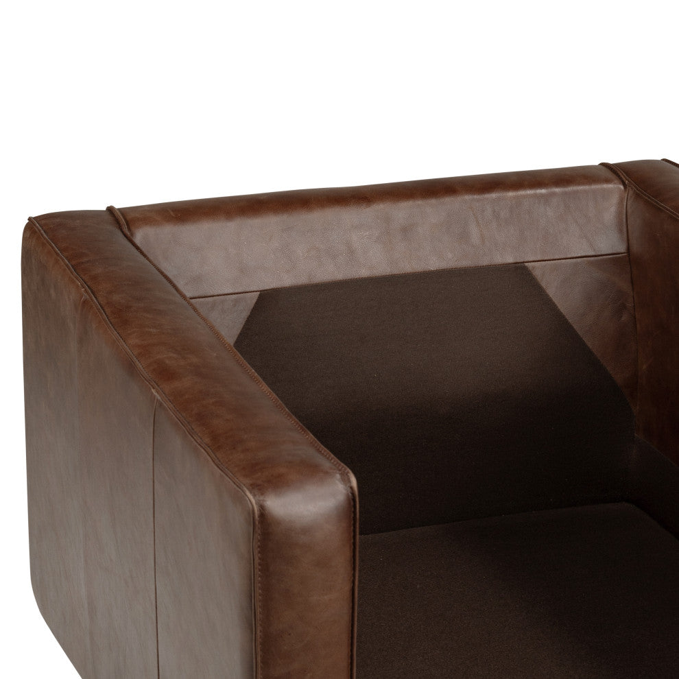 Poly and Bark Mateo Leather Lounge Chair, Chocolate Brown