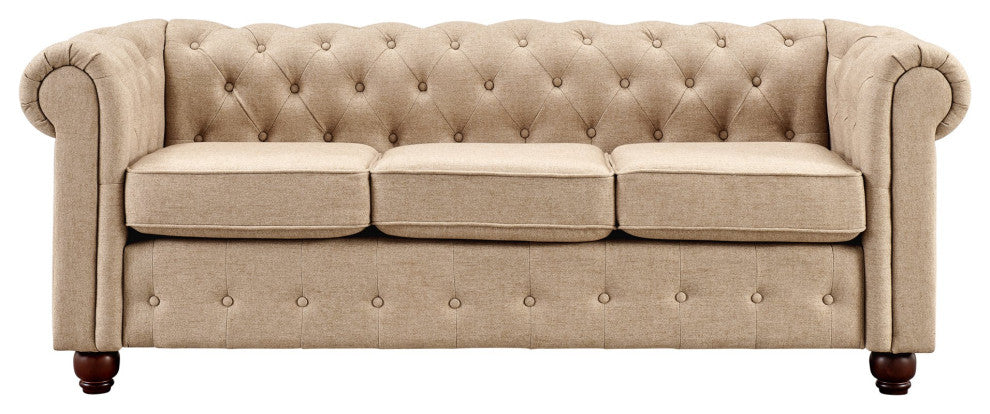 Vintage Chesterfield Sofa, Classic Rolled Arms & Diamond Button Tuftin