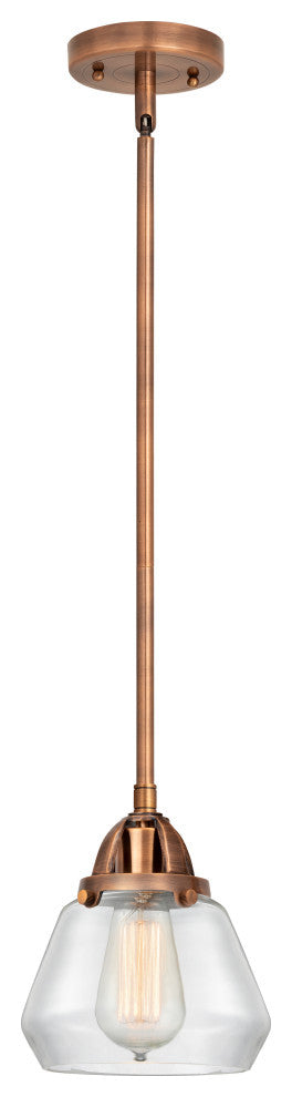 Fulton Mini Pendant, Antique Copper, Clear, Clear