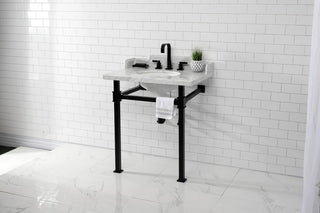 Kingston Brass LMS30MOQ0 30" Carrara Marble Console Sink, Legs