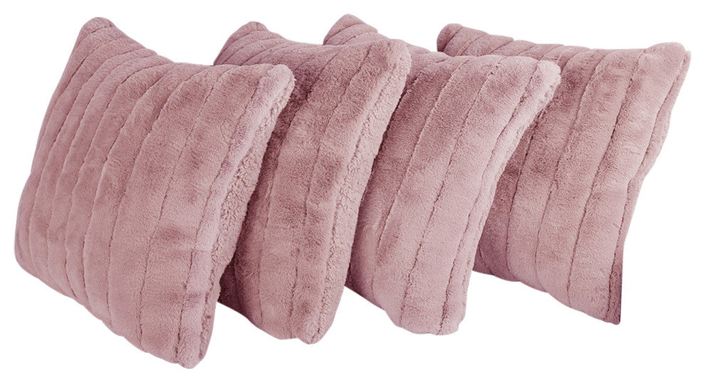 Super Mink Throw Pillow Covers, Set of 4, Rose Smoke, 20''x20''