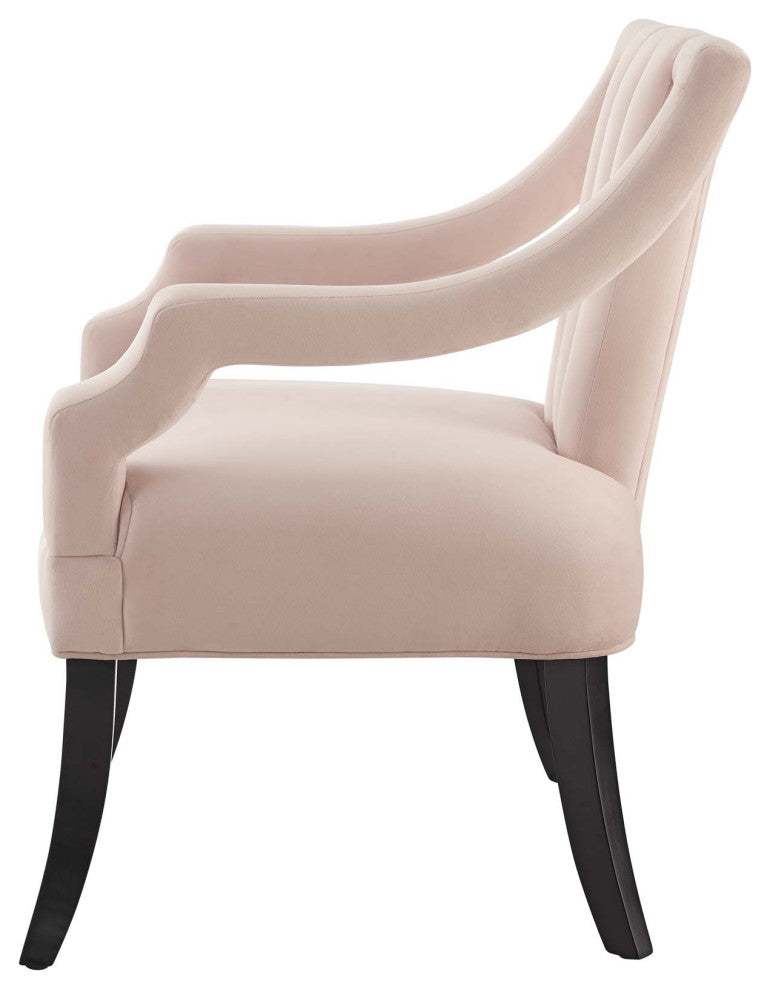 Modern Designer Lounge Lobby Accent Side Chair, Velvet Fabric Wood, Pink