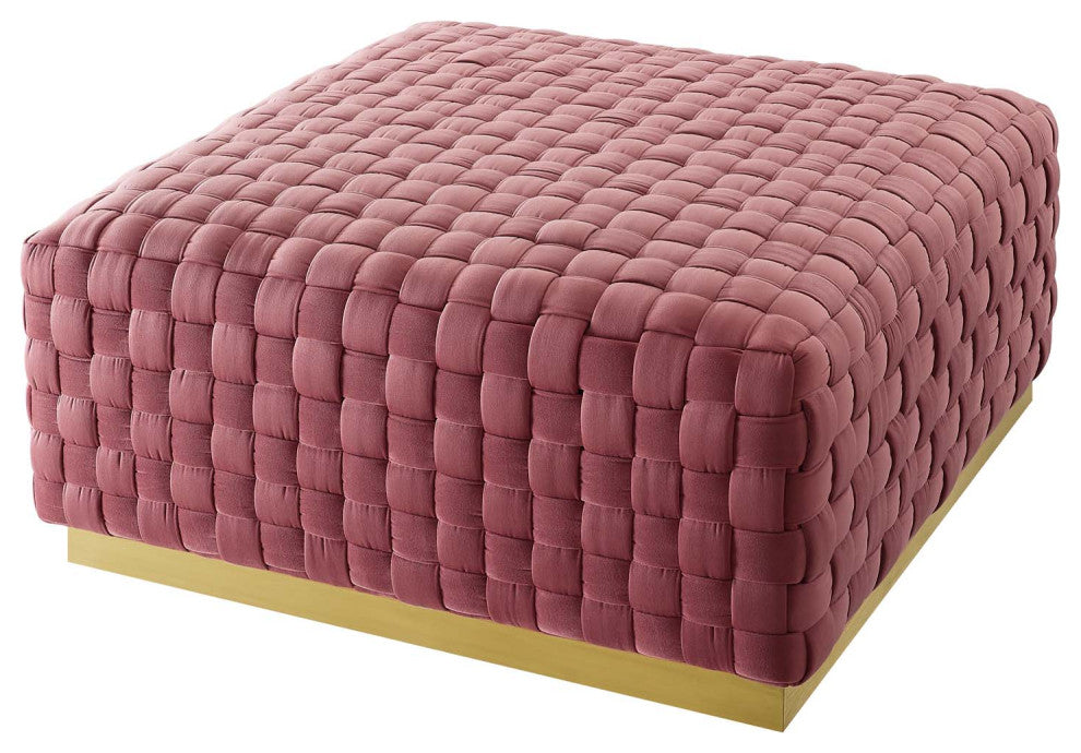 Accent Chair Ottoman, Square, Velvet, Pink, Modern, Living Lounge Hospitality