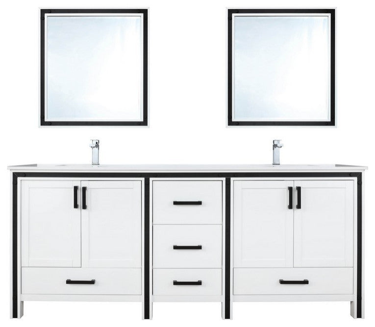 Ziva Transitional White 72" Double Vanity Set