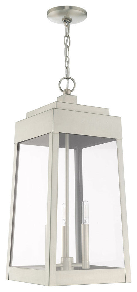 Transitional Outdoor Pendant Lantern, Brushed Nickel