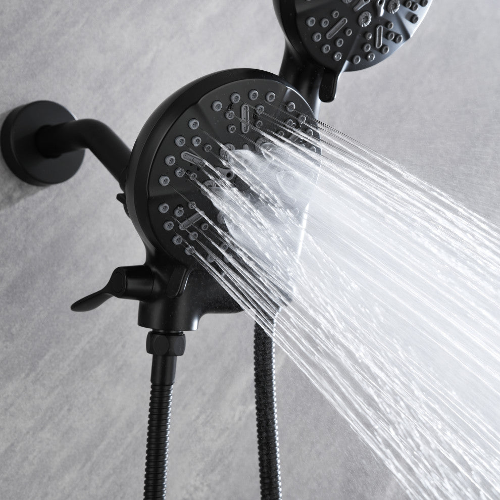 Multi Function Dual Shower Heads and Tub Faucet, With Tub Spout