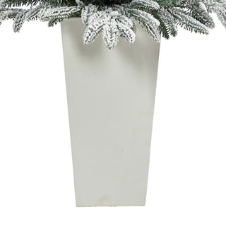 44" Flocked Manchester Spruce Faux Xmas Tree W/Lights & Bendable Branches