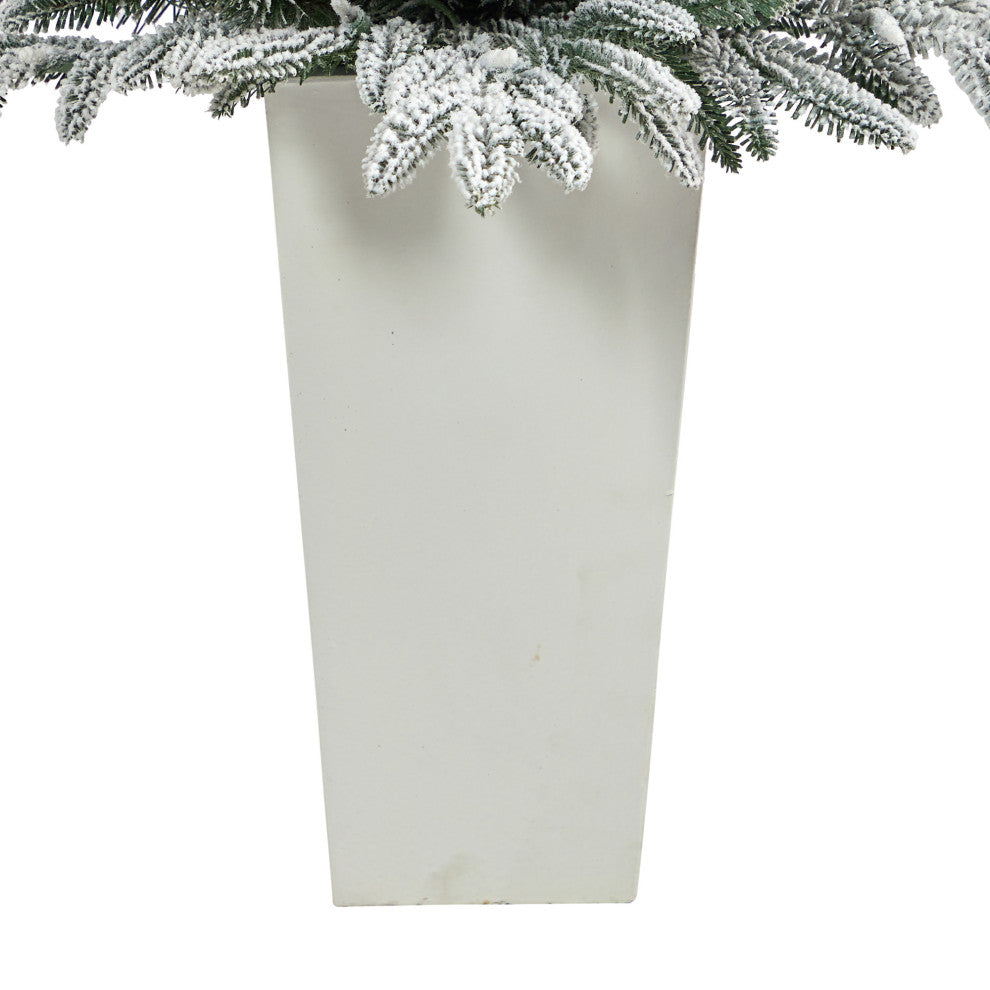 44" Flocked Manchester Spruce Faux Xmas Tree W/Lights & Bendable Branches