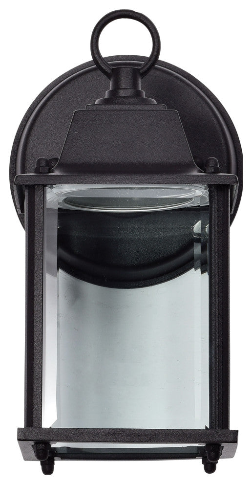 8W 3K LED Cube Lantern, Black Finish, Clear Beveled Glass