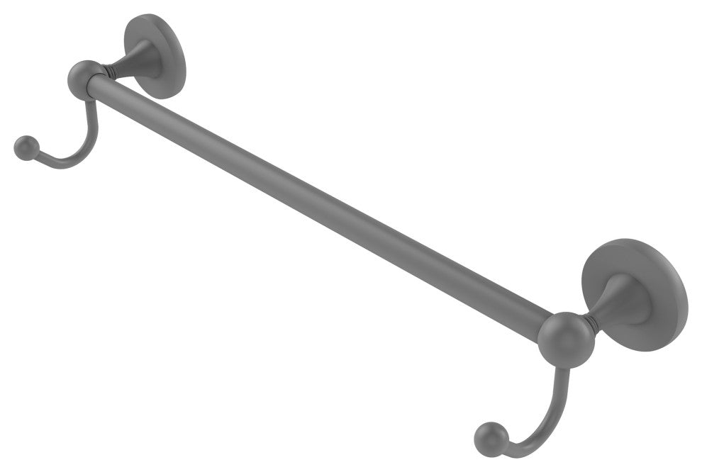 Shadwell 30" Towel Bar with Integrated Hooks, Matte Gray