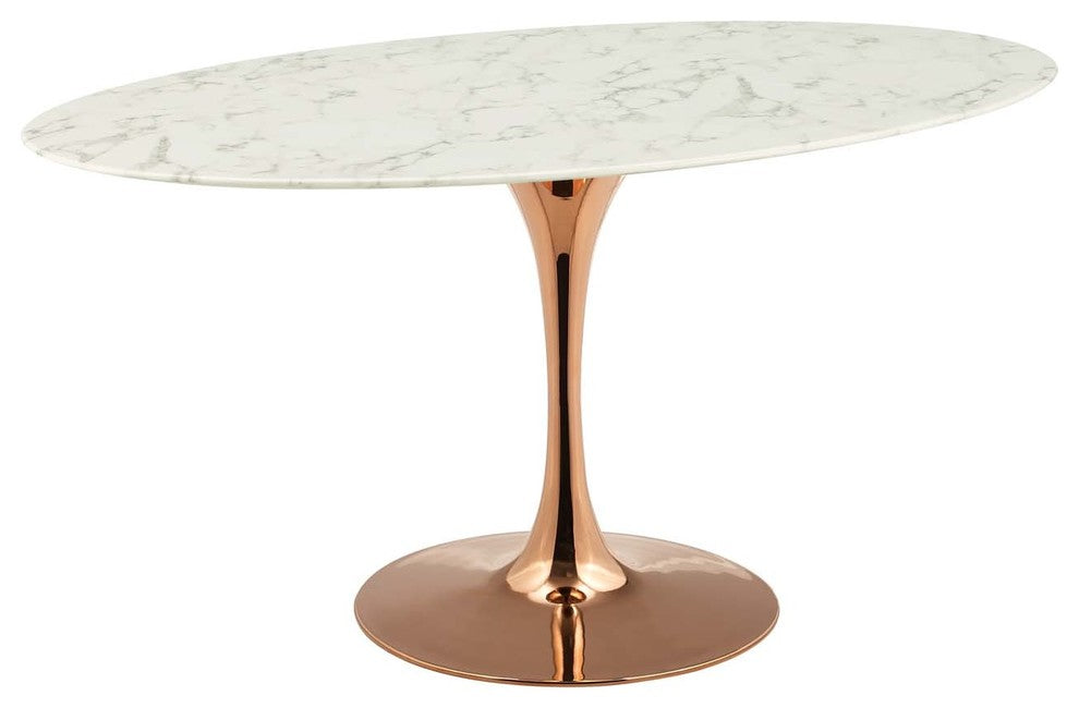Lippa 60" Oval Dining Table, Rose White