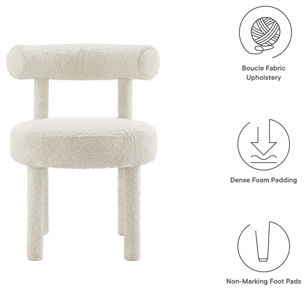 Toulouse Boucle Fabric Dining Chair - Ivory