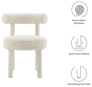 Toulouse Boucle Fabric Dining Chair - Ivory