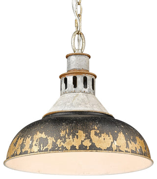 Golden Lighting 0865-L Kinsley 14"W Pendant - Aged Galvanized Steel / Antique