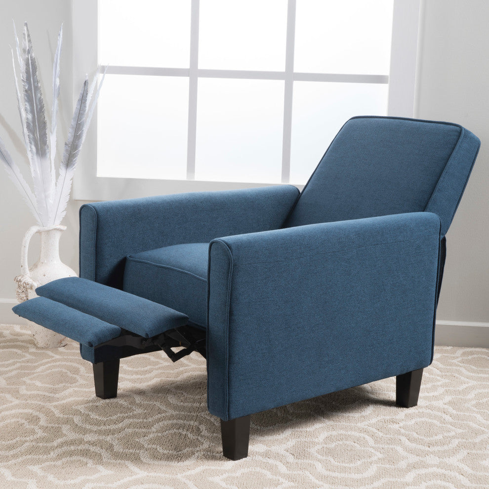 GDF Studio Hinus Indoor Upholstery Club Chair Recliner, Dark Blue