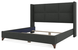 Nativa Interiors Megan Square Upholstered Bed, Charcoal, Queen